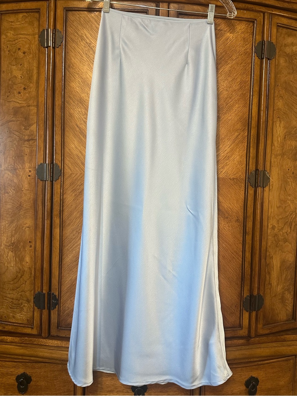 Ownley Ricky Midi Wrap Skirt Baby Blue M Satin Sheer Side Tie Wedding Resort - Picture 5 of 16